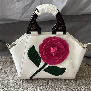Floral White and Pink Women's Bag